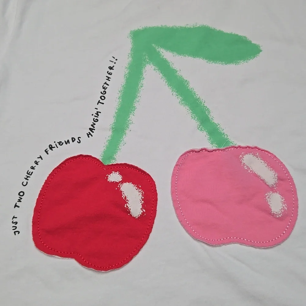 Zara Rare Cherry Graphic White Baby Tee Y2K Coquette Aesthetic Cute Summer NWOT